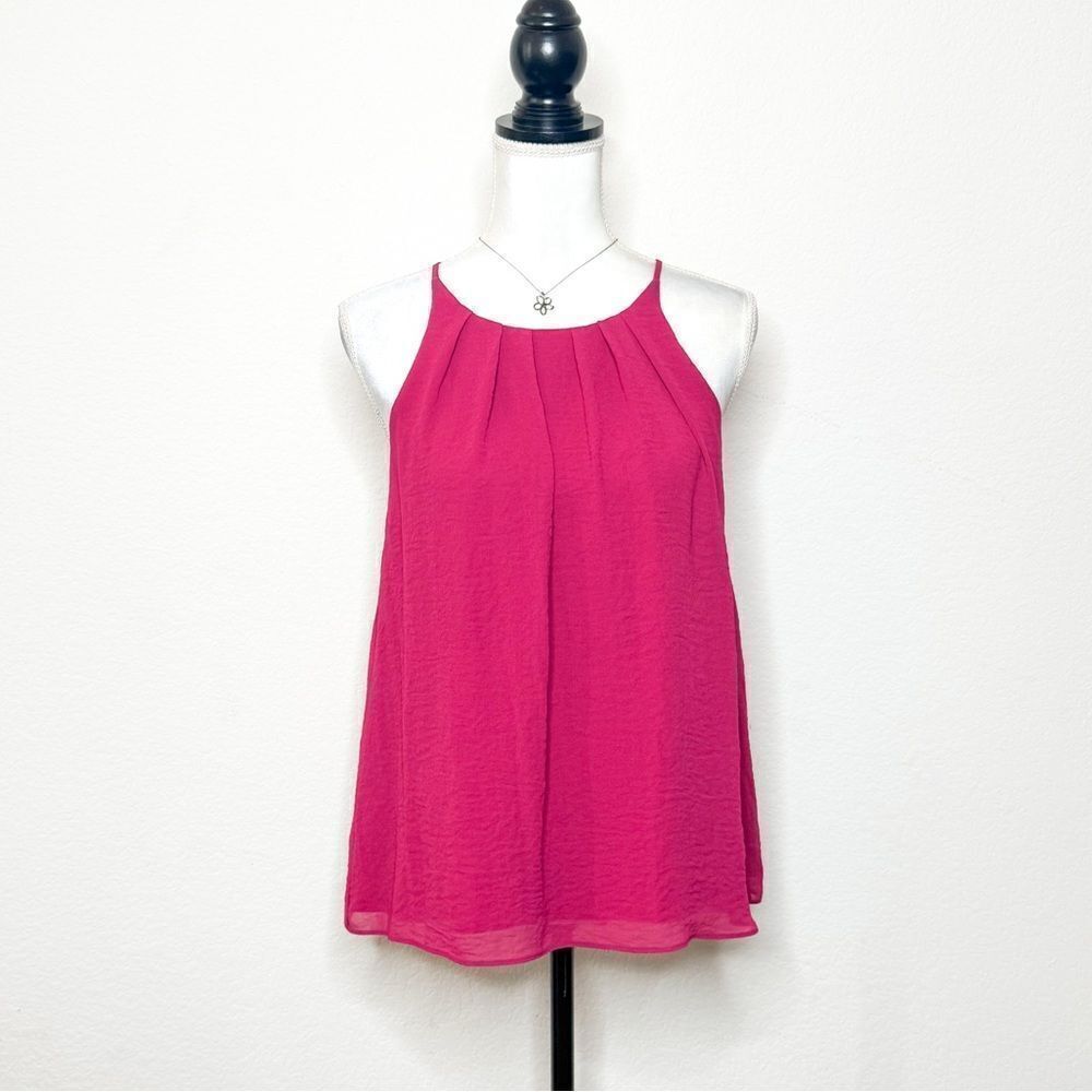 Vince Camuto Women's Fuchsia Pink Sleeveless Flowing Chiffon Top Size XS